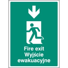 Fire Exit Arrow - Down (English / Polish)
