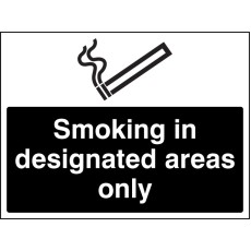 Smoking in Designated Areas Only (White / Black)