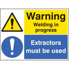 Warning - Welding in Progress Extractors Must be Used
