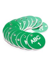 Engraved Valve Tags - Green with White Text