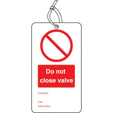 10 x Do Not Close Valve - Double Sided Tags