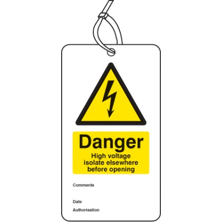 Danger - High Voltage Isolate Elsewhere D / S Tag (Pack of 10)