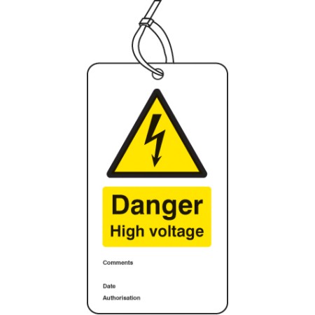 Danger - High Voltage - Double Sided Safety Tag (Pack of 10)