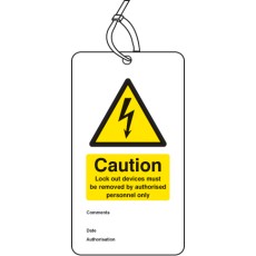 Lockout Tag - Lock Out Device Must be Removed By - 80 x 150mm (Pack of 10)