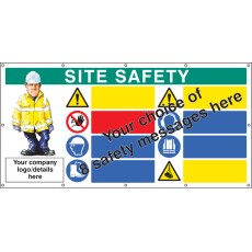 Site Safety - Multi-message - Design Your Own Custom - Banner with Eyelets - 1270 x 2440mm