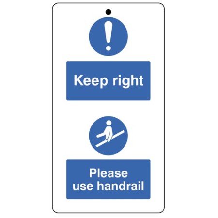 10 x Keep to the Right & Use the Handrail - Double Sided Safety Tags