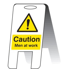 Caution - Men At Work - Self Standing Folding Sign