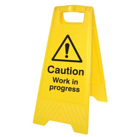 Caution - Work in Progress - Self Standing Folding Sign