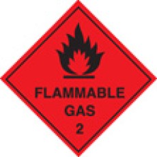 Roll of 100 Flammable Gas 2 Labels - 100 x 100mm 