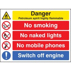 Petroleum Spirit Highly Flammable / no Smoking Etc