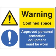 Warning - Confined Space Approved PPE Must be Worn