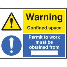 Warning - Confined Space Permit to Work Must be Obtained