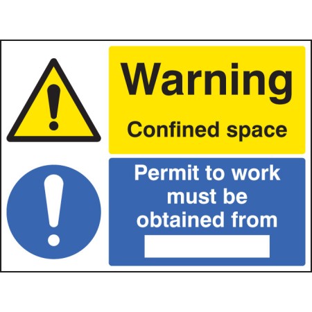 Warning - Confined Space Permit to Work Must be Obtained
