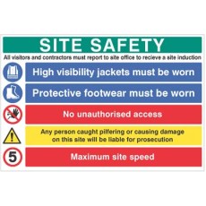 Site Safety Board - Hivis - Boots - Liable for Prosecution - 5mph