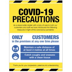 COVID-19 Precautions -2m - Yellow