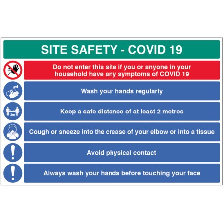 Coronavirus Site Safety Board with 6 Messages - 2m
