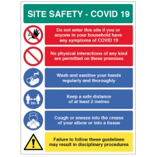 Coronavirus Portrait Site Safety Board with 6 Messages - 2m