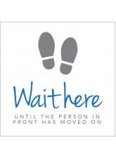Wait here until person in front has moved on - Floor Graphic